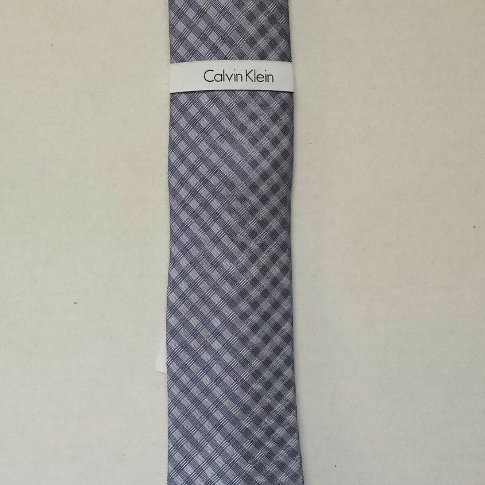 Calvin Klein Gray Ridge Mini Check Men's Tie